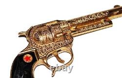 Jouet ancien / pistolet Hubley Texan Junior Cap Pistol Gold Plated en boîte