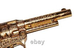 Jouet ancien / pistolet Hubley Texan Junior Cap Pistol Gold Plated en boîte