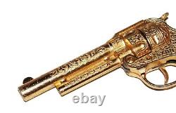 Jouet ancien / pistolet Hubley Texan Junior Cap Pistol Gold Plated en boîte