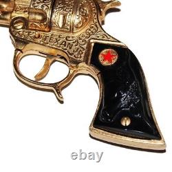Jouet ancien / pistolet Hubley Texan Junior Cap Pistol Gold Plated en boîte