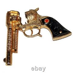 Jouet ancien / pistolet Hubley Texan Junior Cap Pistol Gold Plated en boîte