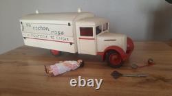 Jouet citroen renault grand camion au cochon rose original long 54 cm
