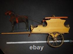 LENOBLE ATTELAGE cheval hauteur 23 cm+ charrette longueur 54 cm