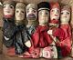 Lot De Marionnettes Anciennes A Gaine Ou Main En Bois Sculpte Xixeme Guignol