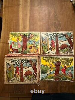 Les FABLES DE LA FONTAINE & Jouet & Jeu Ancien & Puzzle & Loup, Agneau, Cigale