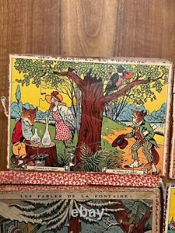 Les FABLES DE LA FONTAINE & Jouet & Jeu Ancien & Puzzle & Loup, Agneau, Cigale