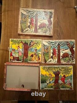 Les FABLES DE LA FONTAINE & Jouet & Jeu Ancien & Puzzle & Loup, Agneau, Cigale