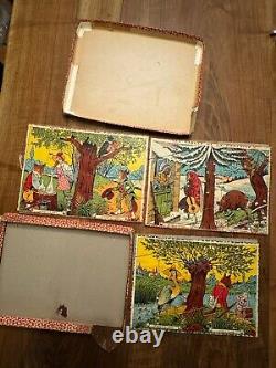 Les FABLES DE LA FONTAINE & Jouet & Jeu Ancien & Puzzle & Loup, Agneau, Cigale