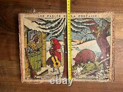 Les FABLES DE LA FONTAINE & Jouet & Jeu Ancien & Puzzle & Loup, Agneau, Cigale