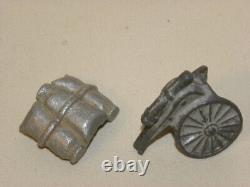 Lot D'ancienne Figurine Et Accessoire Quiralu En Aluminium Soldat Cavalier ++