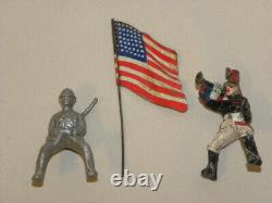 Lot D'ancienne Figurine Et Accessoire Quiralu En Aluminium Soldat Cavalier ++