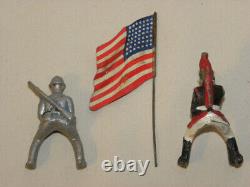 Lot D'ancienne Figurine Et Accessoire Quiralu En Aluminium Soldat Cavalier ++