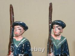 Lot D'ancienne Figurine Et Accessoire Quiralu En Aluminium Soldat Cavalier ++