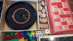Lot ancien valise mallette jeux cartes casino société bois os Café bar bistrot