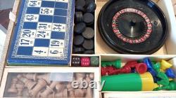 Lot ancien valise mallette jeux cartes casino société bois os Café bar bistrot