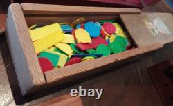 Lot ancien valise mallette jeux cartes casino société bois os Café bar bistrot