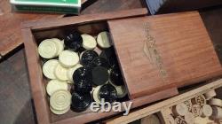 Lot ancien valise mallette jeux cartes casino société bois os Café bar bistrot