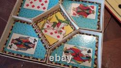 Lot ancien valise mallette jeux cartes casino société bois os Café bar bistrot