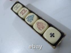 Lot de 10 jeux dés Poker d'as ancien certain en bois un signé LILLET