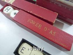 Lot de 10 jeux dés Poker d'as ancien certain en bois un signé LILLET