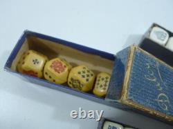 Lot de 10 jeux dés Poker d'as ancien certain en bois un signé LILLET
