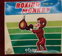 MM Japan Boxing Monkey Wind Up Singe boxeur jouet mécanique boite d'origine boxe