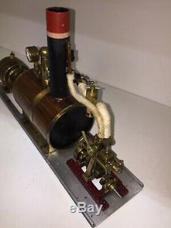 Machine à vapeur ancienne laiton métal coffrage bois