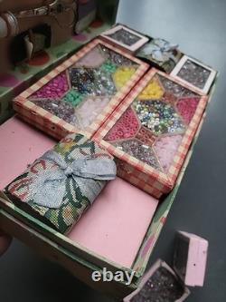 Mercerie Ancienne Boite De Perles Jouet Ancien