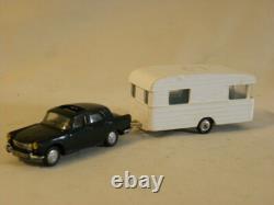 Miniature Norev Voiture 404 Peugeot N°51 + Caravane Digue N°93 Panoramic 14 1/43