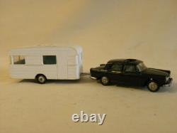 Miniature Norev Voiture 404 Peugeot N°51 + Caravane Digue N°93 Panoramic 14 1/43