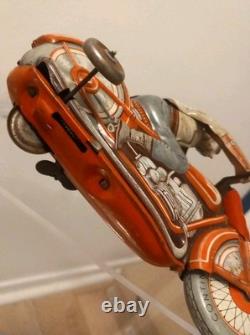 Moto Tole TECHNOFIX Rouge GE 258 jouet Mécanique Ancien Fonctionne