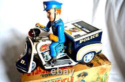 Moto Tricycle Police Tn Mt Nomura Modern Toys Mt Made In Japan 24cm Tin Toy Bte