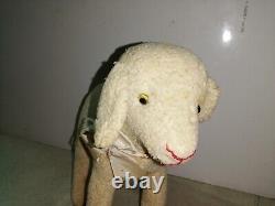 PELUCHE ANCIENNE-JOUET-MOUTON AVEC RUBAN. ANNEE 30-STEIFF 30 cm DE HAUT. BEL ETAT