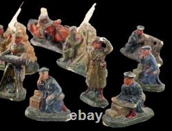 PLATRE 11 FIGURINES soldats / jouet ancien