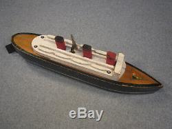 Paquebot Normandie, jouet en bois mécanique, bateau de bassin, 1945 libération