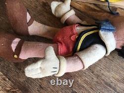 Peluche Pinocchio en tissus ancienne vers 1920/30 Walt Disney, sorti de grenier