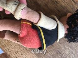 Peluche Pinocchio en tissus ancienne vers 1920/30 Walt Disney, sorti de grenier