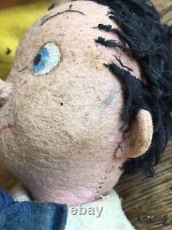 Peluche Pinocchio en tissus ancienne vers 1920/30 Walt Disney, sorti de grenier