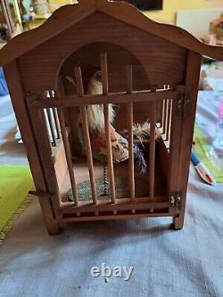 Petite cage avec 1 oiseau ancien système à soufflet travaille 19eme siècle