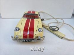 Peu courant Porsche Rallye mécanique Joustra jouet ancien en tôle lithographié