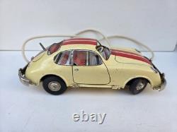 Peu courant Porsche Rallye mécanique Joustra jouet ancien en tôle lithographié