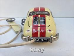 Peu courant Porsche Rallye mécanique Joustra jouet ancien en tôle lithographié