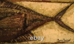 Pierre Fournel (b. 1924), France. Huile à bord. Fish. Daté 1961