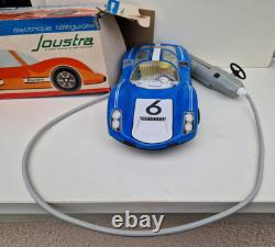 Porsche Carrera bleu en boite d'origine Joustra jouet ancien en tôle