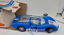 Porsche Carrera bleu en boite d'origine Joustra jouet ancien en tôle