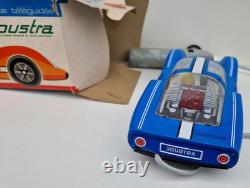 Porsche Carrera bleu en boite d'origine Joustra jouet ancien en tôle