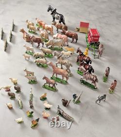 QUIRALU et autres, Animaux de la ferme, Lot de 49 Figurines, 6 barrières
