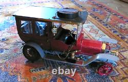 RARE COUPÉ DE VILLE (TÔLE-CUIR -LAITON-VERRE) Lg 30 cm À RESTAURER (PNEUS)