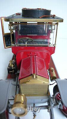 RARE COUPÉ DE VILLE (TÔLE-CUIR -LAITON-VERRE) Lg 30 cm À RESTAURER (PNEUS)