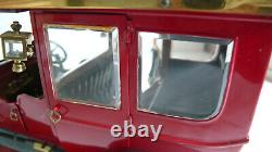 RARE COUPÉ DE VILLE (TÔLE-CUIR -LAITON-VERRE) Lg 30 cm À RESTAURER (PNEUS)